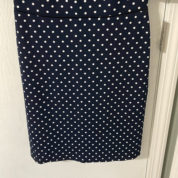 Ralph Lauren Like New Navy & White Polka Dot Midi Sheath Flounce Dress 4 - Picture 5 of 8